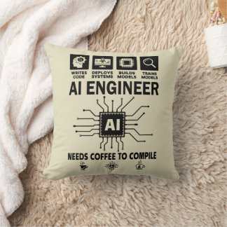 Grappige AI Ingenieur Codeur Programmeur Ontwikkel Kussen