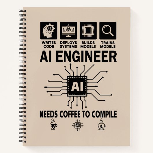 Grappige AI Ingenieur Codeur Programmeur Ontwikkel Notitieboek (Voorkant)