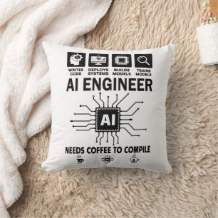 Grappige AI-ingenieur Geliefde heeft koffie nodig Kussen