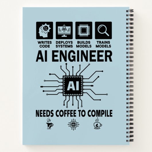 Grappige AI-ingenieur Geliefde heeft koffie nodig Notitieboek (Achterkant)