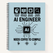 Grappige AI-ingenieur Geliefde heeft koffie nodig Notitieboek (Voorkant)