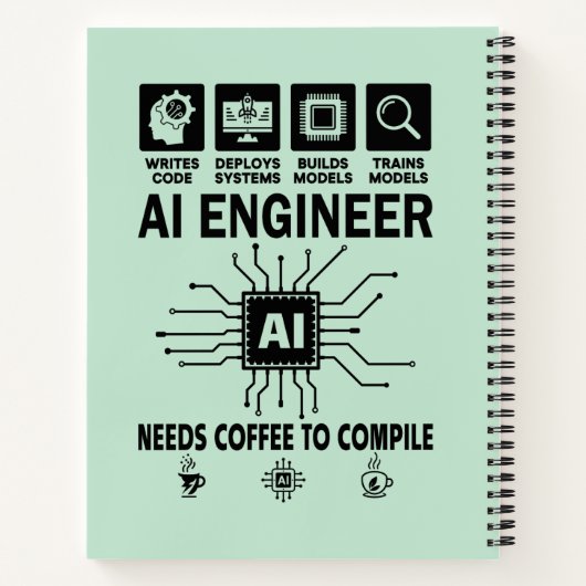 Grappige AI-ingenieur Geliefde heeft koffie nodig  Notitieboek (Achterkant)
