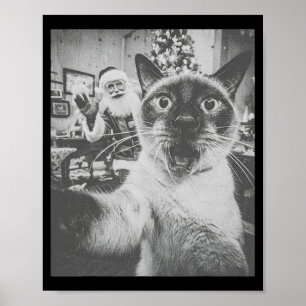 Grappige Ai Siamese Kat Selfie Met Kerstman Chris Poster