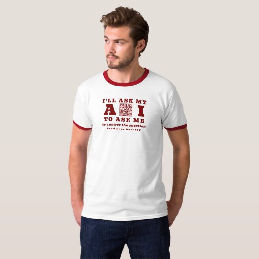 Grappige AI-start-up-tech rode QR-code aangepaste  T-shirt (Voorkant volledig)