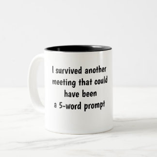 Grappige AI-techmok - Ik heb weer een vergadering Tweekleurige Koffiemok