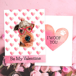 Grappige Airedale Ik Hou van Jou Hond Valentijnsda Feestdagenkaart
