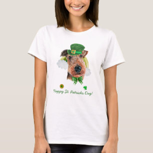 Grappige Airedale Terrier Gouden St. Patricks Dag T-shirt