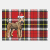Grappige Airedale Terrier Kersthond Vakantie Plaid Inpakpapier Vel (Voorkant 2)