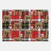 Grappige Airedale Terrier Kersthond Vakantie Plaid Inpakpapier Vel (Voorkant)