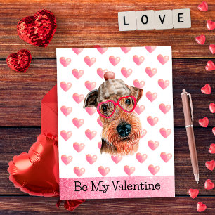 Grappige Airedale Wees Mijn Valentijn Hond Valenti Feestdagenkaart