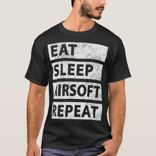 Grappige Airsoft Eten Slapen Airsoft T-shirt (Voorkant)