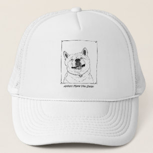 grappige akita glimlachend realistische hond trucker pet