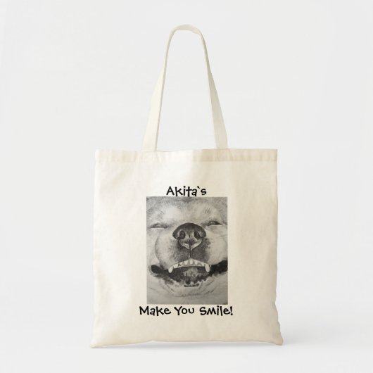 grappige akita glimlachende hond tote bag (Voorkant)
