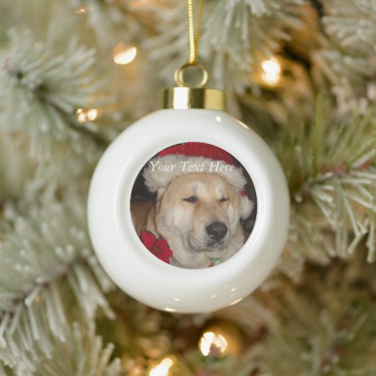 grappige akita-hond gekleed als santa keramische bal ornament (Boom)