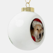 grappige akita-hond gekleed als santa keramische bal ornament (Links)