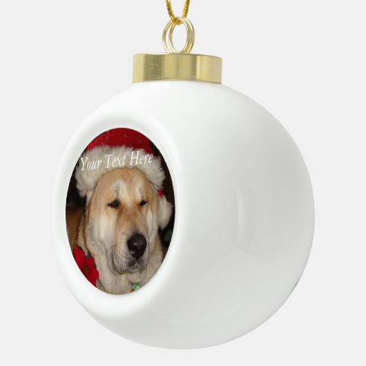 grappige akita-hond gekleed als santa keramische bal ornament (Rechts)
