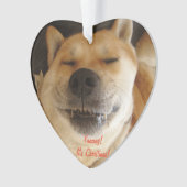 grappige akita hond met een leuke glimlach op kers ornament (voorkant)