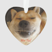 grappige akita hond met een leuke glimlach op kers ornament (achterkant)