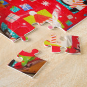 grappige akita met santa hat leuke kersthond legpuzzel (Zijkant)