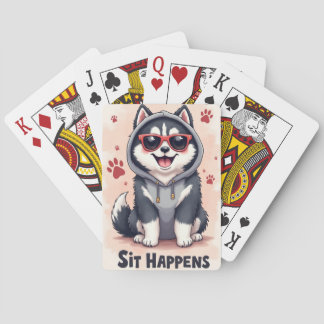 Grappige Alaskan Malamute Zonnebril Hoodie Kawaii Pokerkaarten