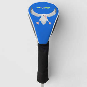 Grappige albatros vogel vliegende cartoon geperson golfheadcover
