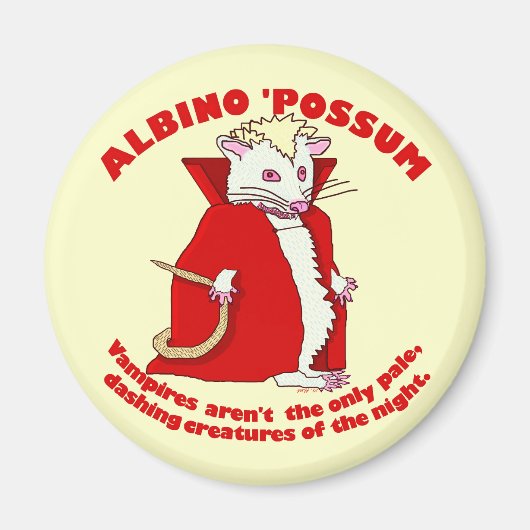 Grappige Albino Possum Vampier Dierlijke Humor Magneet (Voorkant)
