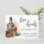 Grappige Alcohol Drank Cocktail Trendy Foto Huweli Save The Date (Staand voorkant)