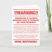 Grappige alcohol en zwangerschapswaarschuwing aankondiging (Voorkant)