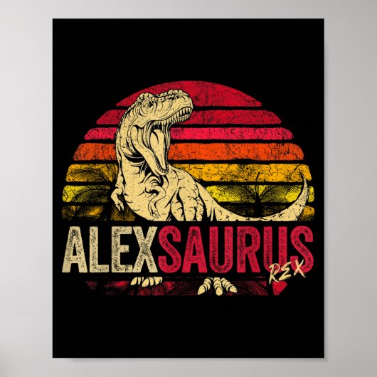 Grappige Alex Saurus Dinosaur Rex Naam Poster (Voorkant)