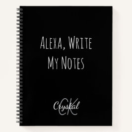 Grappige Alexa Schrijf Mijn Notities Monogram Notitieboek