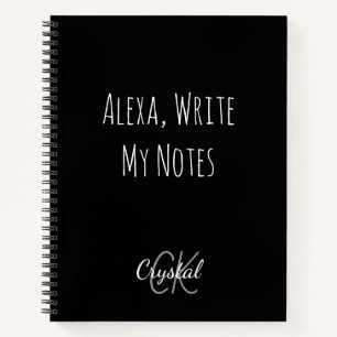 Grappige Alexa Schrijf Mijn Notities Monogram Notitieboek