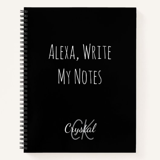 Grappige Alexa Schrijf Mijn Notities Monogram Notitieboek (Voorkant)