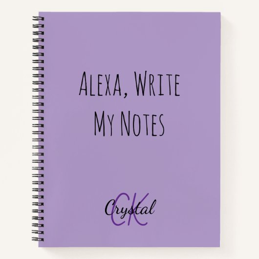 Grappige Alexa Schrijf Mijn Notities Monogram Notitieboek (Voorkant)