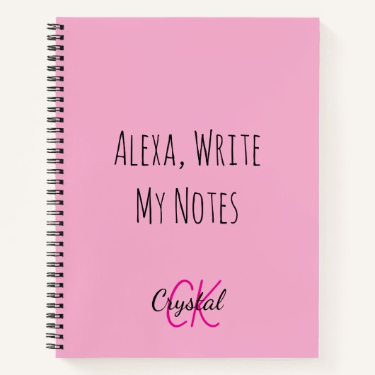 Grappige Alexa Schrijf Mijn Notities Monogram Notitieboek (Voorkant)