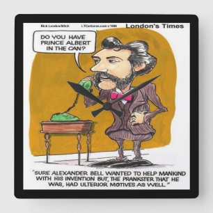 Grappige Alexander Bell wandklok van Rick London