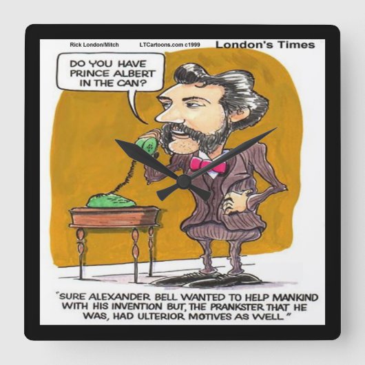 Grappige Alexander Bell wandklok van Rick London (Voorkant)