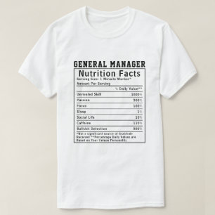 Grappige Algemeen Manager Voedingsfeiten Baas Cade T-shirt