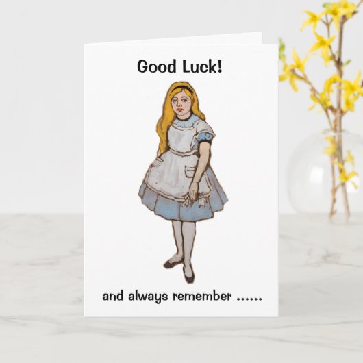 Grappige Alice Lucky Rabbit Veel succes Kaart (Gele Bloem)