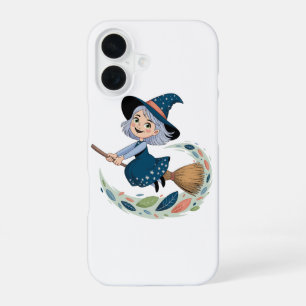 Grappige Alicia Witch op Broomstick iPhone 16 Hoesje