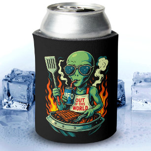 Grappige Alien BBQ Illustratie Retro Science-Ficti Blikjeskoeler