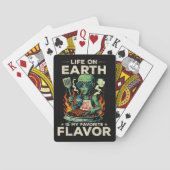 Grappige Alien BBQ Illustratie Retro Science-Ficti Pokerkaarten (Achterkant)