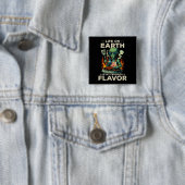 Grappige Alien BBQ Illustratie Retro Science-Ficti Vierkante Button 5,1 Cm (In situ)