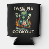 Grappige Alien BBQ Picknick Retro UFO Ruimte Grill Blikjeskoeler (Voorkant)