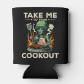 Grappige Alien BBQ Picknick Retro UFO Ruimte Grill Blikjeskoeler (Achterkant)