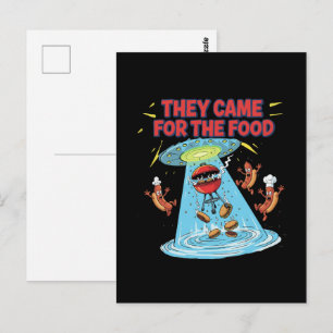 Grappige Alien BBQ UFO Ontvoering Hot Dogs Burgers Briefkaart