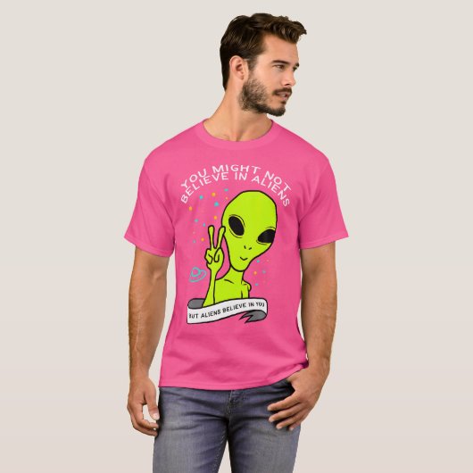 Grappige Alien Believer Ufo T-shirt (Voorkant volledig)