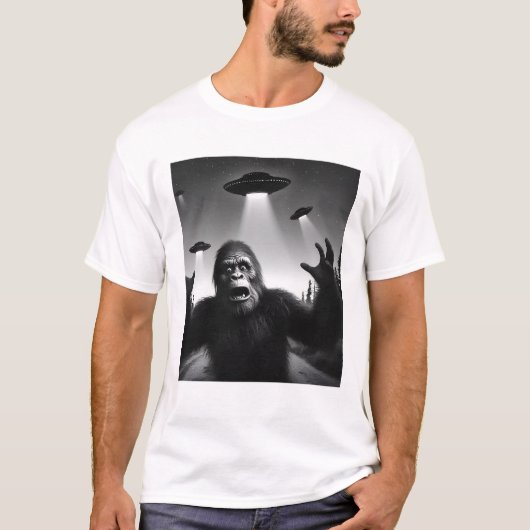 Grappige Alien Bigfoot UFO Sasquatch Selfie met UF T-shirt (Voorkant)