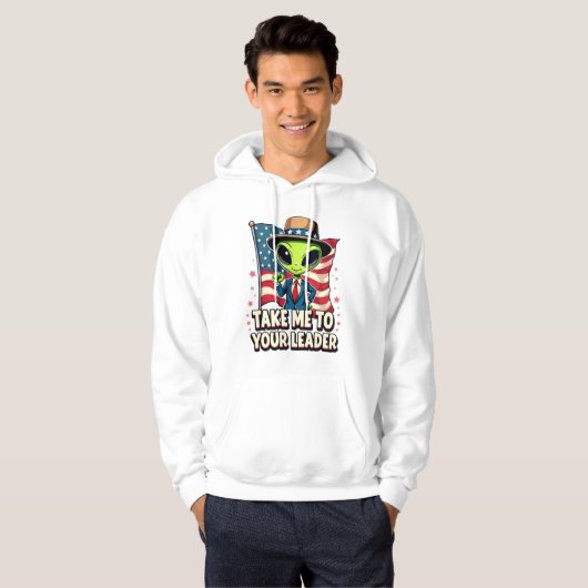 Grappige Alien Breng me naar je leider USA Patriot Hoodie (Voorkant volledig)