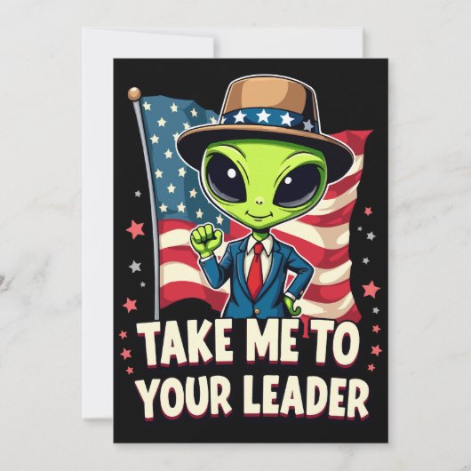 Grappige Alien Breng me naar je leider USA Patriot Kaart (Voorkant)