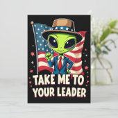 Grappige Alien Breng me naar je leider USA Patriot Kaart (Staand voorkant)